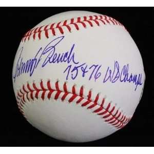  Signed Johnny Bench Baseball   with 7576 Ws Champs 