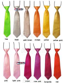 School Boy Kids Solid Wedding Color Elastic Tie Necktie  