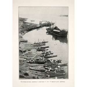 1910 Print Mexico Veracruz Coatzacoalcos River Port Tehuantepec Canoe 
