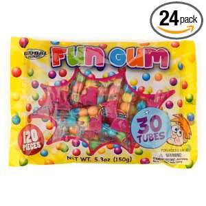 Global Brands Tube Fun Gum Bubblegum, 120 Count, 5.3 Ounce Bags (Pack 