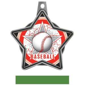  Awards All Star Insert Custom Baseball Medals SILVER MEDAL / GREEN 