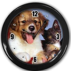  Puppy and kitten cute Wall Clock Black Great Unique Gift 