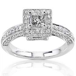 14k Gold 1ct TDW Diamond Princess Halo Engagement Ring (H I, I1 I2 