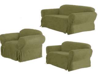3PC NEW Luxury Soft Micro Suede Sofa + Loveseat + Chair Slip Cover 