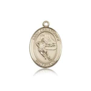 14kt Gold St. Saint Christopher/Hockey Medal 1 x 3/4 Inches 7504KT No 