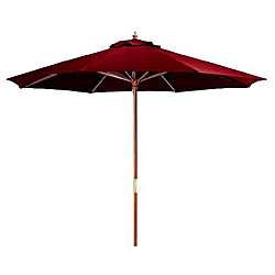 Premium 9 foot Round Brick Red Wood Patio Umbrella  