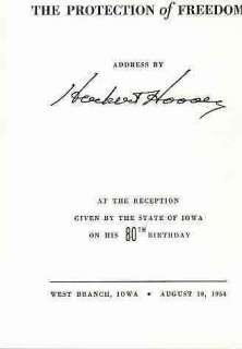 HERBERT HOOVERS 80TH BIRTHDAY ADDRESS, CARD, ENVELOPE  