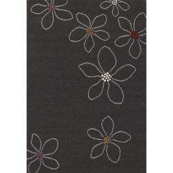   Euro Collection Moon Flower Charcoal Rug (66 x 96)  Overstock