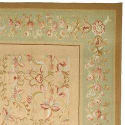 Hand knotted French Aubusson Beige Wool Rug (8 x 10)  Overstock