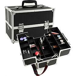 Black Aluminum Makeup Train Case with Dividers  Overstock