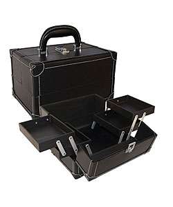 Black Makeup Train Case with Trays  Overstock