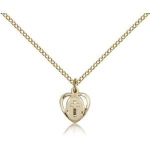 Gold Filled Heart / Cross Medal Pendant 3/8 x 3/8 Inches 5411GF 