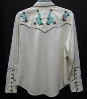 SCULLY WESTERN CACTUS COWGIRL SHIRT TOP OFF WHITE MED  