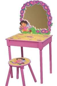 Dora the Explorer Girls Pink Vanity and Stool Bedroom Free Shipping 
