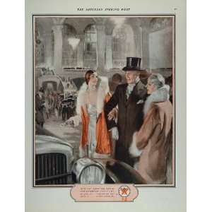  1928 Vintage Ad Texaco Motor Oil Evening Clothes Furs 