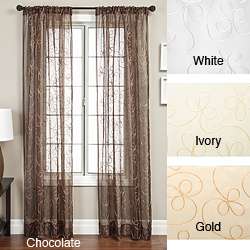 Angela Ribbon Embroidered 84 inch Curtain Panel  