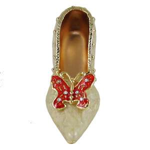 Miniature Shoe Butterfly Ring Holder Bejeweled Gold  