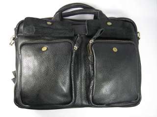 MENs Black Leather Messenger Laptop Bag Briefcase Tote  