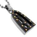 Black and Blue Jewelry Steel and Titanium Cathedral Window Necklace