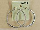 NEW FOSSIL HAMMERED GOLDTONE LARGE HOOP EARRINGS NWT  