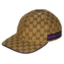 Gucci Mens Beige and Purple Baseball Hat  