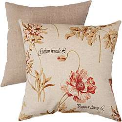 Pillow Perfect Decorative Linen/ Red Floral Square Toss Pillow 