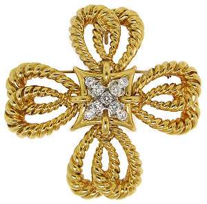 Elegant Vintage TIFFANY & Co. DIAMOND & YELLOW GOLD MALTESE CROSS 