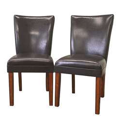 Gary Modern Brown Leather Dining Chairs (Set of 2)  