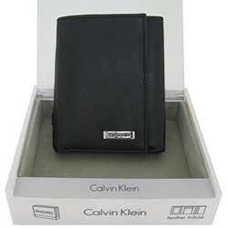 Calvin Klein Mens Black Leather Trifold Wallet  Overstock