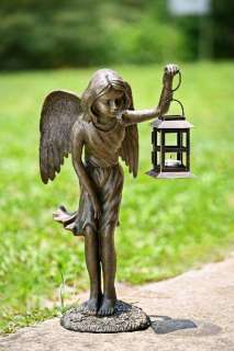   Angel Holding Tea Light Candle Lantern Garden Statue Sculpture  