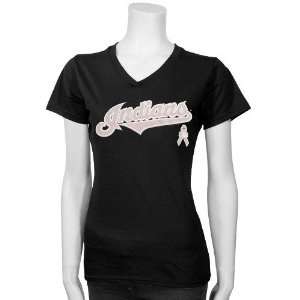  Cleveland Indians Ladies Black Breast Cancer Research Logo 
