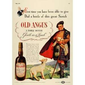 1938 Ad Old Angus Noble Scotch Whisky Scotsman Lamb Dad   Original 