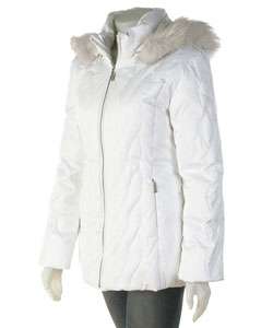 Donatella White Down Stadium w/Fox Fur Trim Hood Coat  