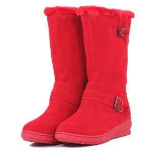   middle pump dull polish cow leather snow boots