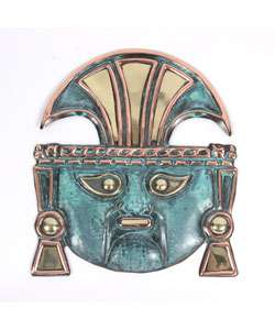 Handcrafted Peruvian Warrior God Copper Mask (Pack of 4)   