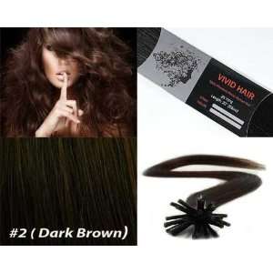   Straight Keratin Stick I Tip Human Hair Extensions Color #2 Dark Brown