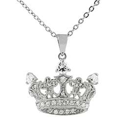 Tressa Sterling Silver Crown Jewel CZ Necklace  Overstock