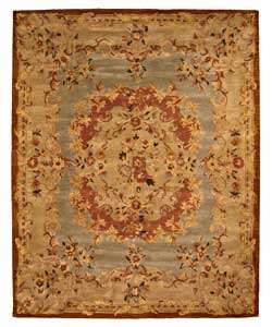 Hand tufted Blue Wool Aubusson Rug (79 x 99)  Overstock