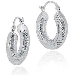 Sterling Silver Rope Design Hoop Earrings  