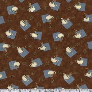   Bistro Coffee Cups Espresso Fabric By The Yard Arts, Crafts & Sewing