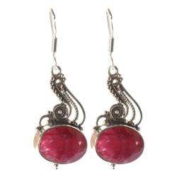 Sterling Silver Ruby Earrings (India)  Overstock