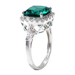 10k White Gold Lab created Emerald and White Sapphire Ring  Overstock 