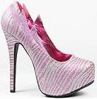 Pink Silver Zebra Glitter High Heel Hidden Platform Pump 8 us Lollipop 