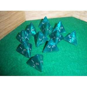  Pearlized Green and Gold 4 Sided Dice Toys & Games