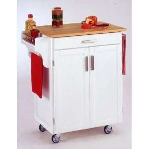  Homestyles 9100 1078 Cherry Wood Kitchen Cart with White 