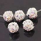 5X WHITE AB GEMSTONE GOLDEN LACE CHARM BALL BEADS WS609  