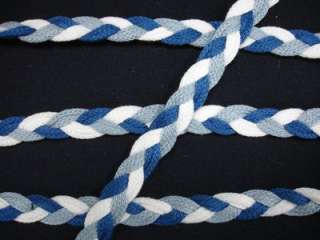 Blue & White Knit Braided Deco Fabric Trim 1/2wd 5YARD  