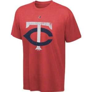  Minnesota Twins Heathered Red Majestic Two Bagger T Shirt 
