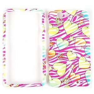  XT912 XT 912 White and Pink Zebra with Colorful Peace Sign Symbols 