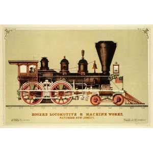  Rogers Locomotive Machine Works Paterson Art Train American Flag NJ 